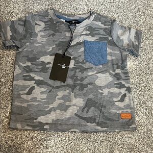 NWT Gray Camouflage Kids Shirt with Blue Pocket 7 for all mankind 24months